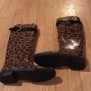 Ralph Lauren leopard print knee high rain boots
